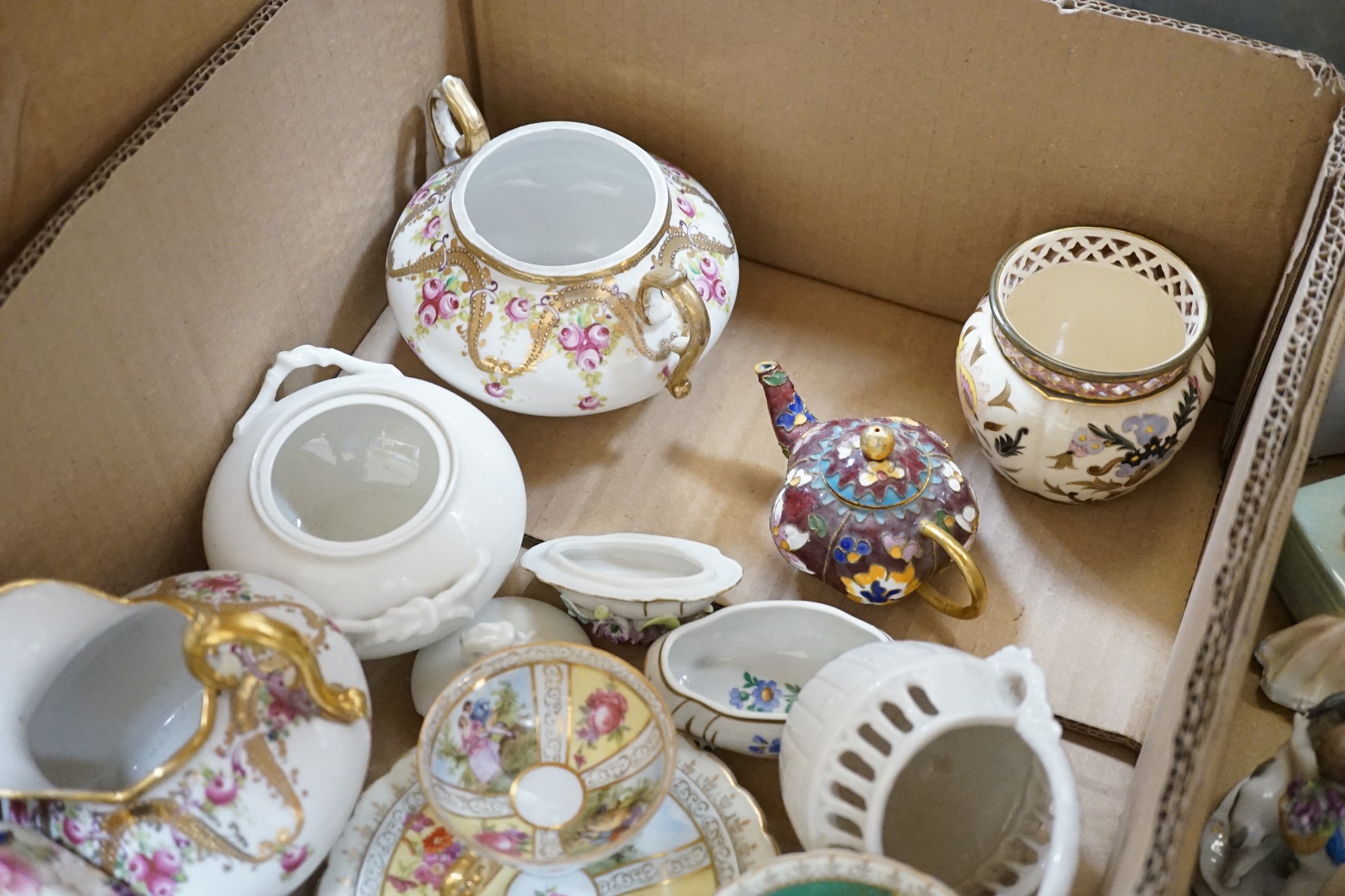 A quantity of porcelain including Worcester, Doulton, Sitzendorf etc.